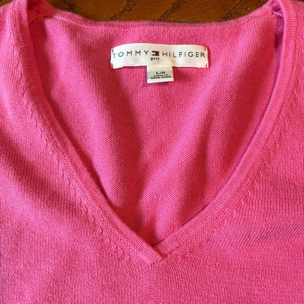 Tommy Hilfiger Bright Pink V-Neck Sweater - Picture 2 of 4